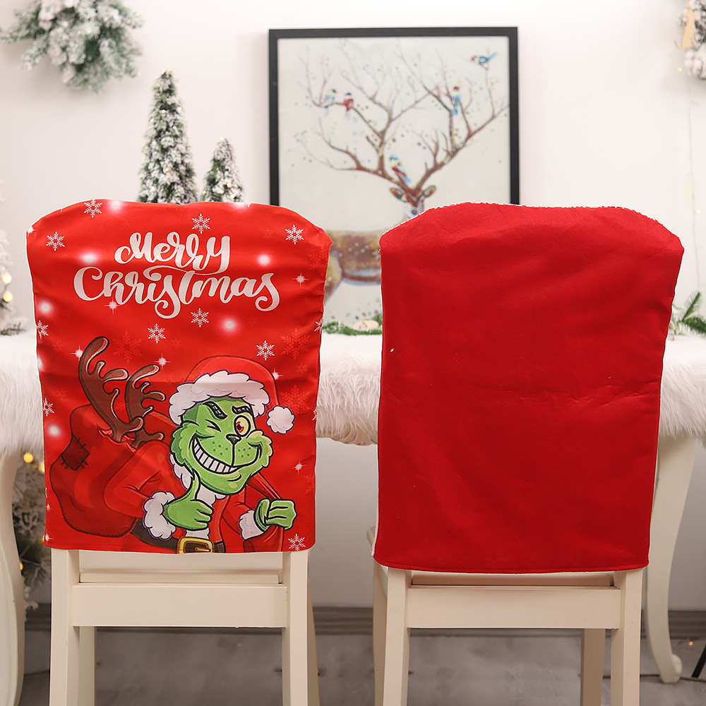 Christmas Decoration Grinch Christmas Thief Grinch Green Fur Monster Doll Chair Cover Dining Room/Living Room Atmosphere Layout