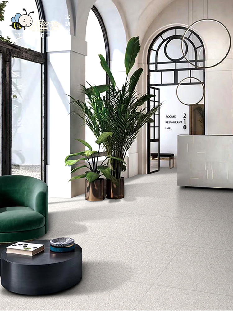 水磨石地砖防滑地板砖瓷砖600x1200简约客厅白色小颗粒仿古砖墙砖