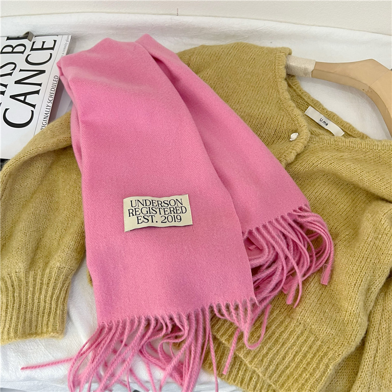 Super Gentle Scarf! Purple Super Easy to Match South Korea Dongdaemun Autumn and Winter New Solid Color Artificial Cashmere Scarf