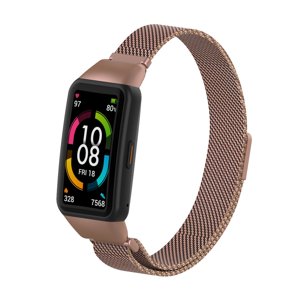 适用华为手环band6/荣耀手环6表带金属磁吸米兰表带不锈钢回环带