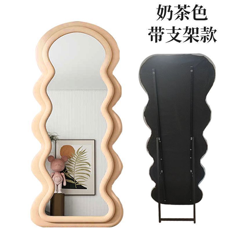 Full-Length Mirror Internet Celebrity Wave Dressing Mirror Ins Mirror Special-Shaped Full-Length Mirror Girls' Home Bedroom Clothing Display Mirror