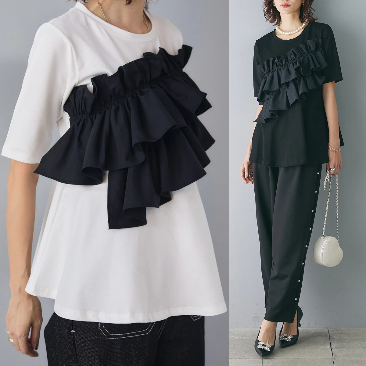 大量现货夏季新款重工女棉上衣 宽松女时尚t恤 重工拼接上衣-阿里巴巴