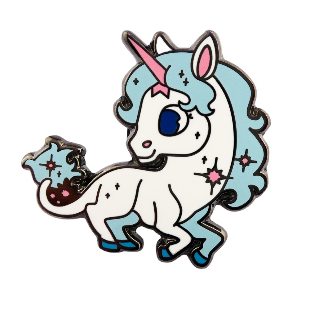 万钧仿珐琅日系动漫胸针制作可爱独角兽胸章饰品金属卡通徽章定做