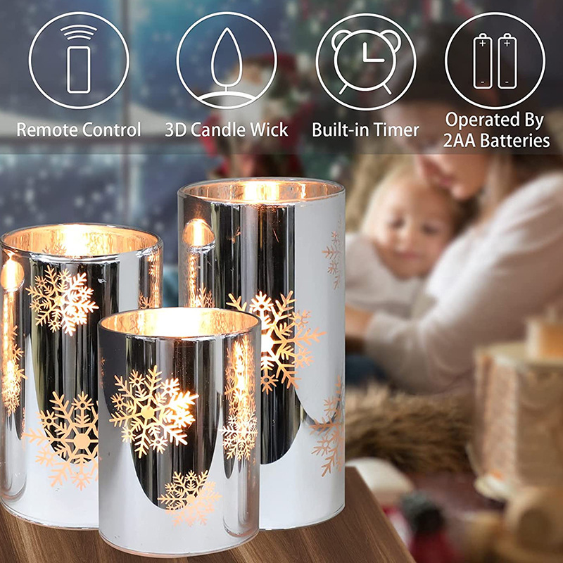 Christmas Theme Flameless LED Candle Electroplated  