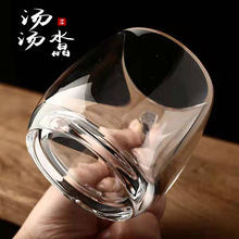 东海天然白水晶杯透明带把手养生杯水晶茶杯纯手工原石水晶杯酒杯