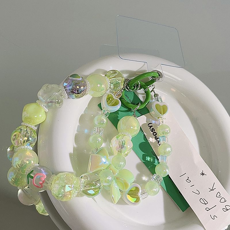 ins风青绿色双链条手机挂链diy适用手机壳挂坠挂饰钥匙扣ccd链条