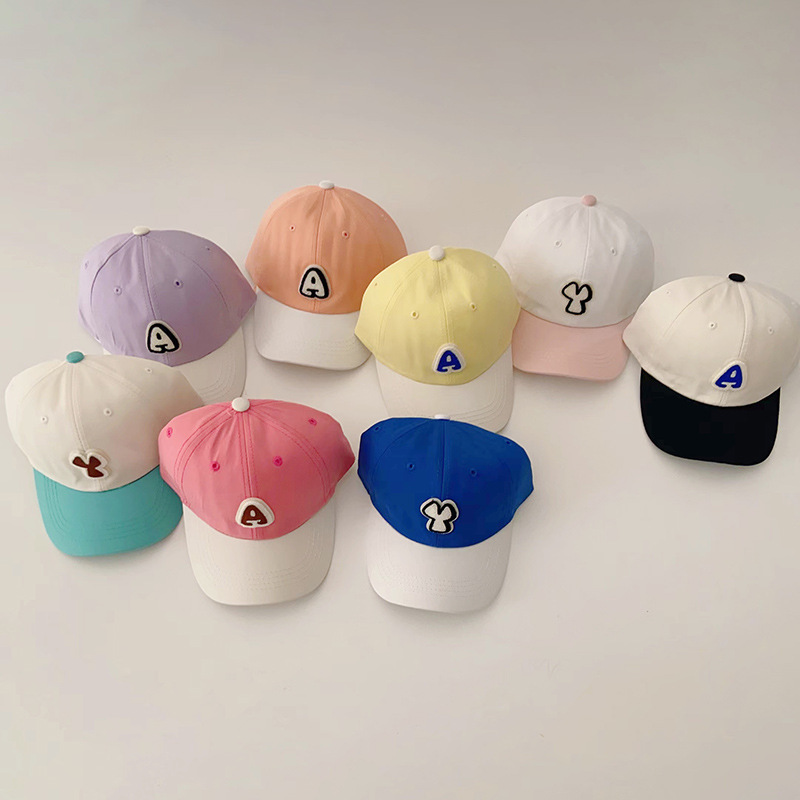 Korean Style Children's Letter Color Matching Peaked Cap Boys and Girls Spring and Autumn Ins All-Match Street Trendy Baby Baseball Cap