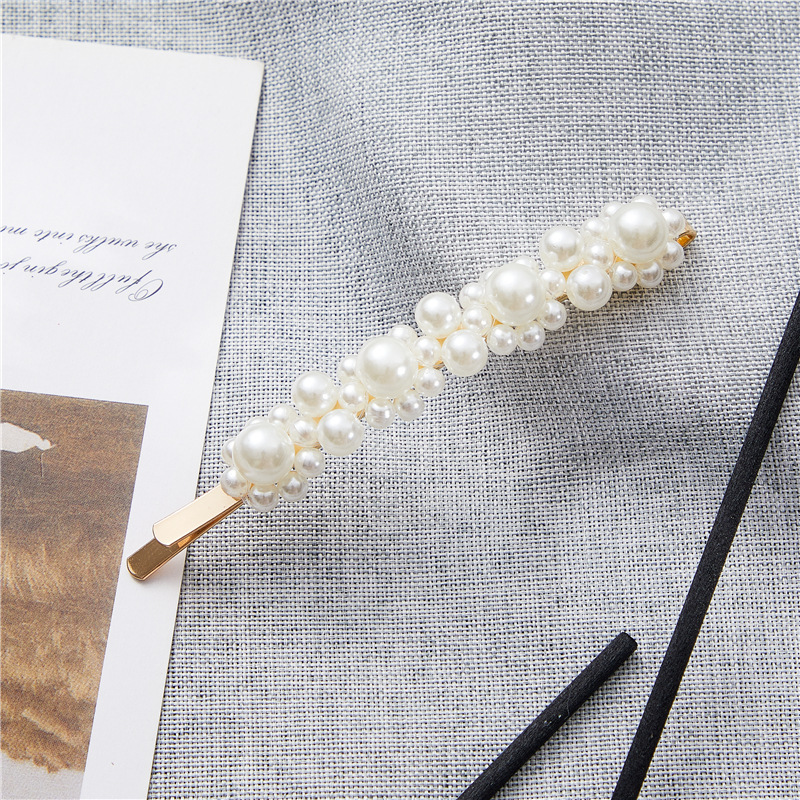 Pearl Hairpin Wholesale Women's South Korea Simple Gold Retro Barrettes Flower Barrettes Side Clip Handmade Headwear Hair Accessories