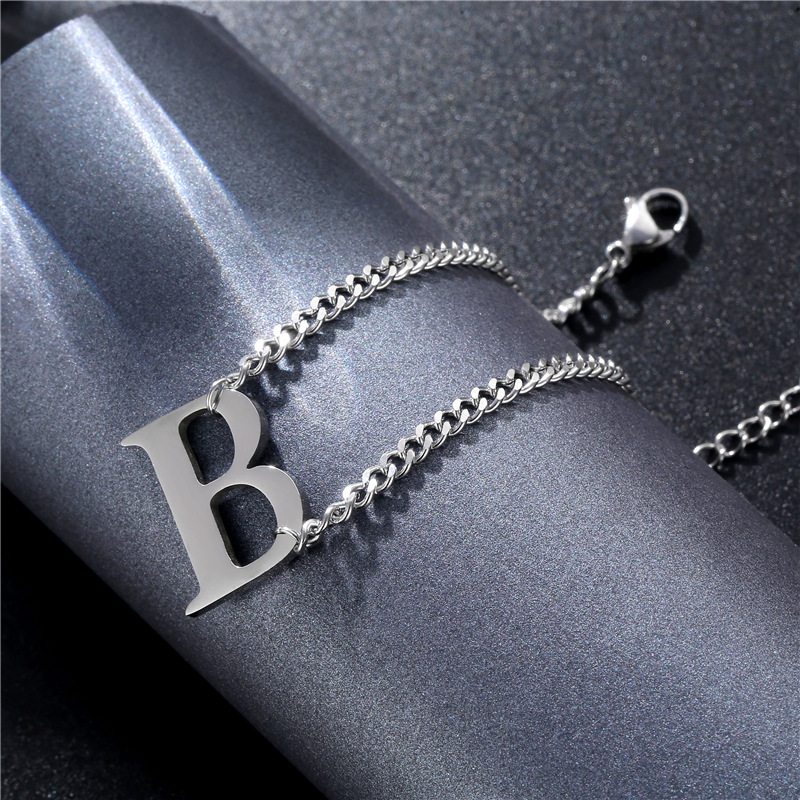 Cross-Border Sold Jewelry Titanium Steel Hiphop Letter B Bracelet Trendy Female Personality European and American New Hip Hop Cold Style Bracelet Supply