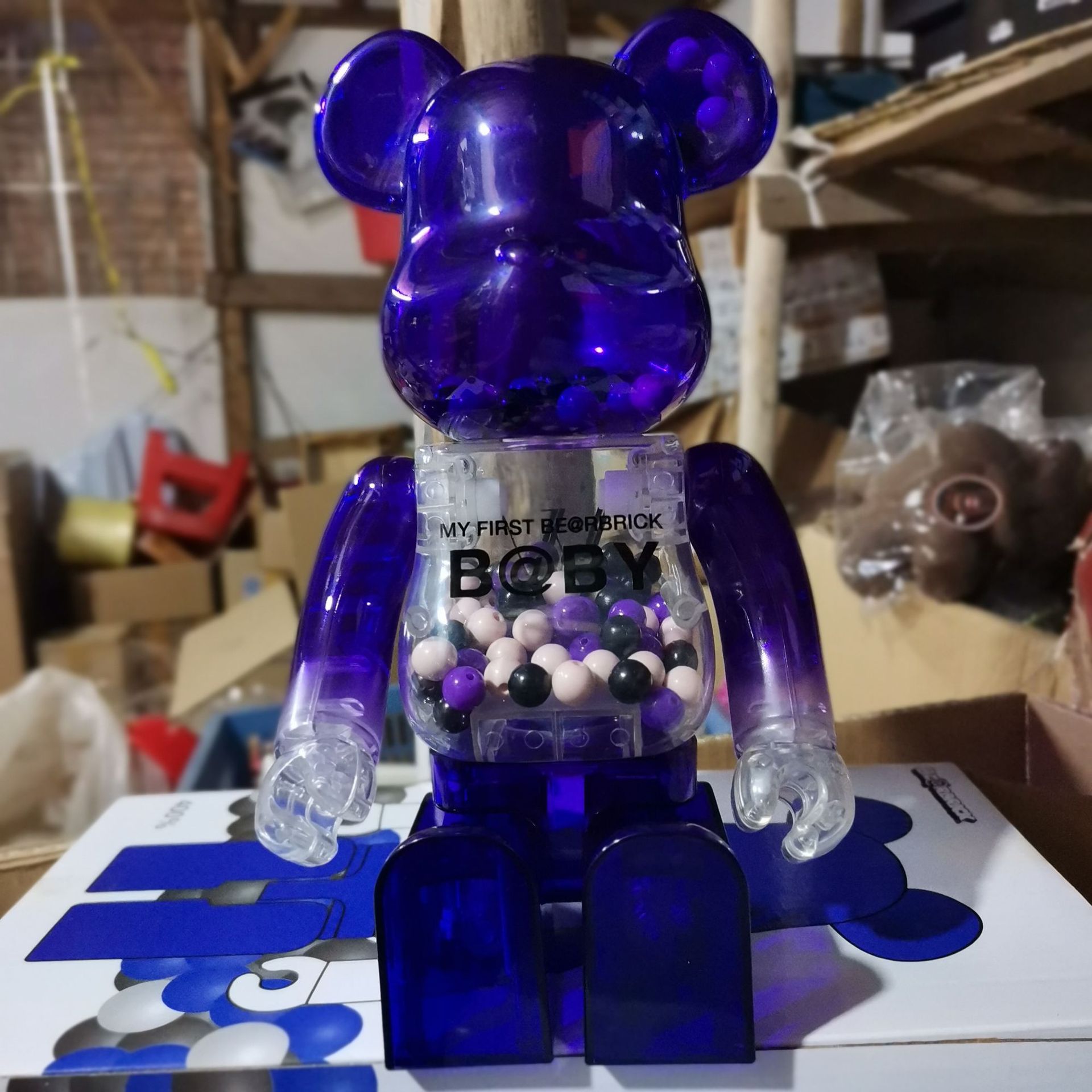 bearbrick暴力熊黑金千秋电镀黑银千秋积木熊潮玩摆件彩盒关节400