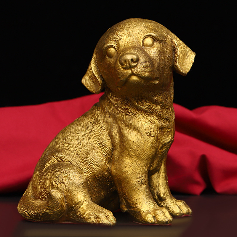 黄铜狗摆件生肖狗福字狗家居装饰黄铜家居礼品金属工艺品摆件