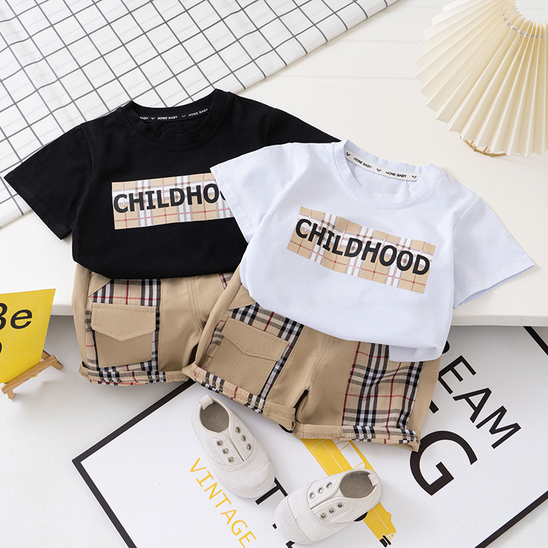 Summer Boys' New Suit Children's Short-Sleeved Shorts Two-Piece Set Infant Cotton Clothes T-shirt Fashion Printing Baby Clothes