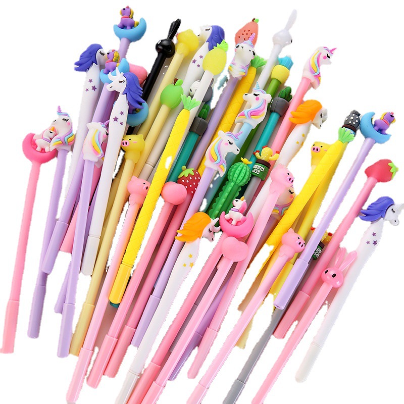 Cartoon Gel Pen Set 20 Pieces for Free Pencil Case Student Water Pen Sets Creative Cute Student Signature Pen