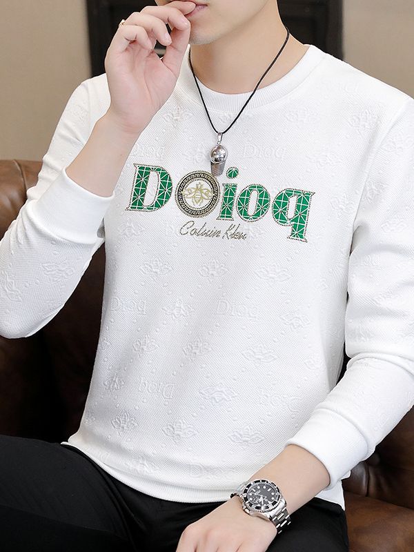 2023 Spring and Autumn Long-Sleeved T-shirt Men's Korean-Style Fashion Slim Fit Undershirt Top Clothes Trendy Sweater Men's Clothing