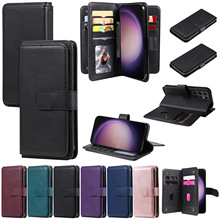 适用于三星S24手机皮套 iPhone15多功能钱包款插卡支架保护套A15