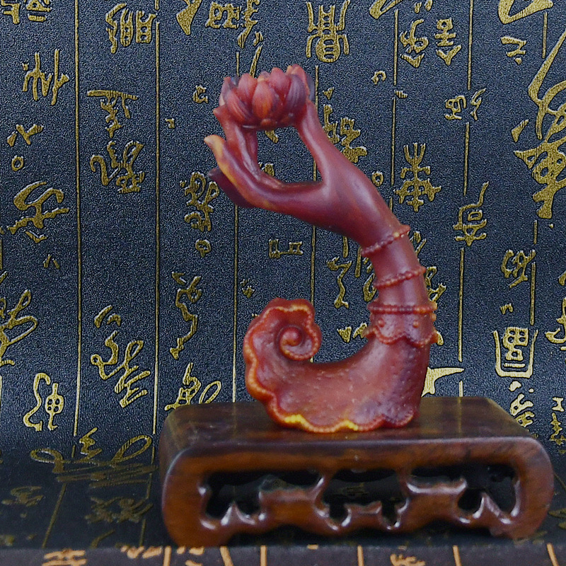 中国风龙涎香莲花手指佛手指摆件文玩直播福利品批发树脂摆件