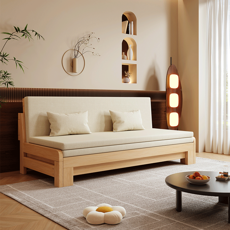 全实木沙发床两用客厅小户型2024新款单双三人多功能折叠伸缩床
