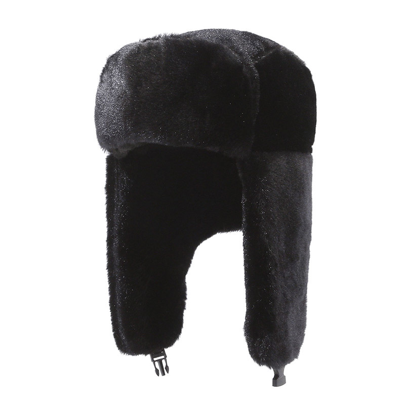 Winter Plush Ushanka Men's and Women's Korean Warm Imitation Rabbit Fur Beanie Hat Outdoor Riding Cold-Proof Northeast Thickened Cotton Hat