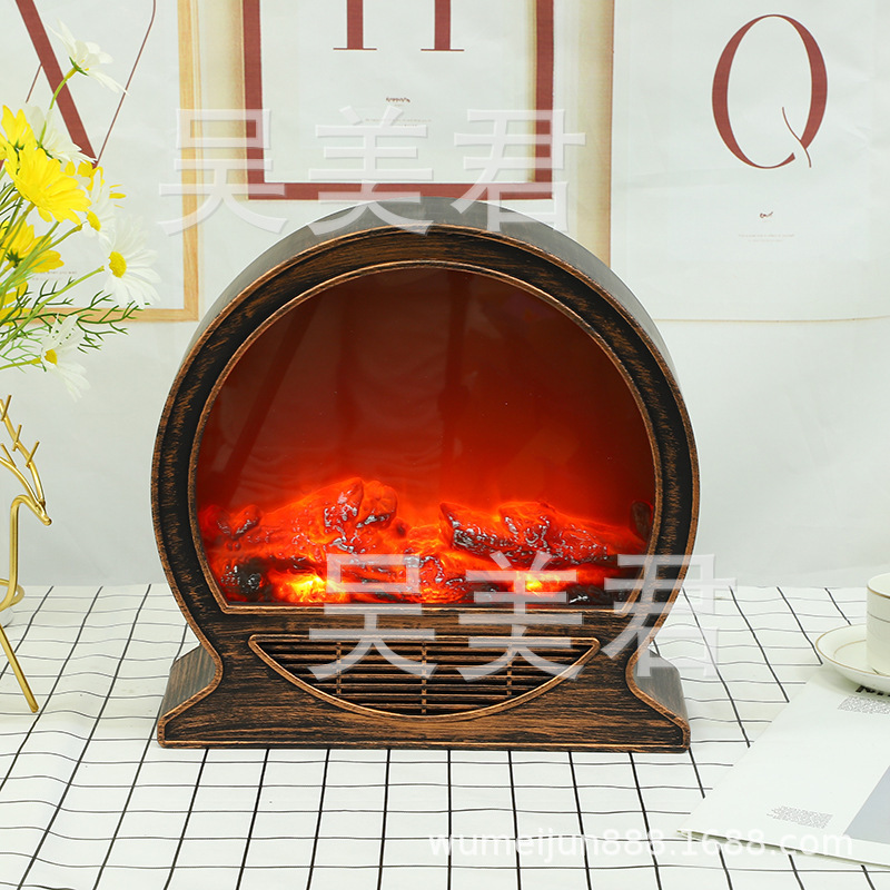 European LED Light Simulation Flame Fireplace Crafts Ornament Decoration Living Room Decoration Battery USB Cable Rechargeable