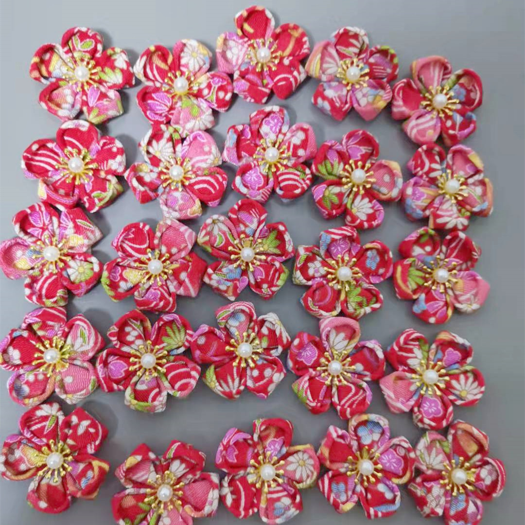 4厘米和风花 绉布花 现货古风汉服婚庆衣服配件 半成品 头饰手作