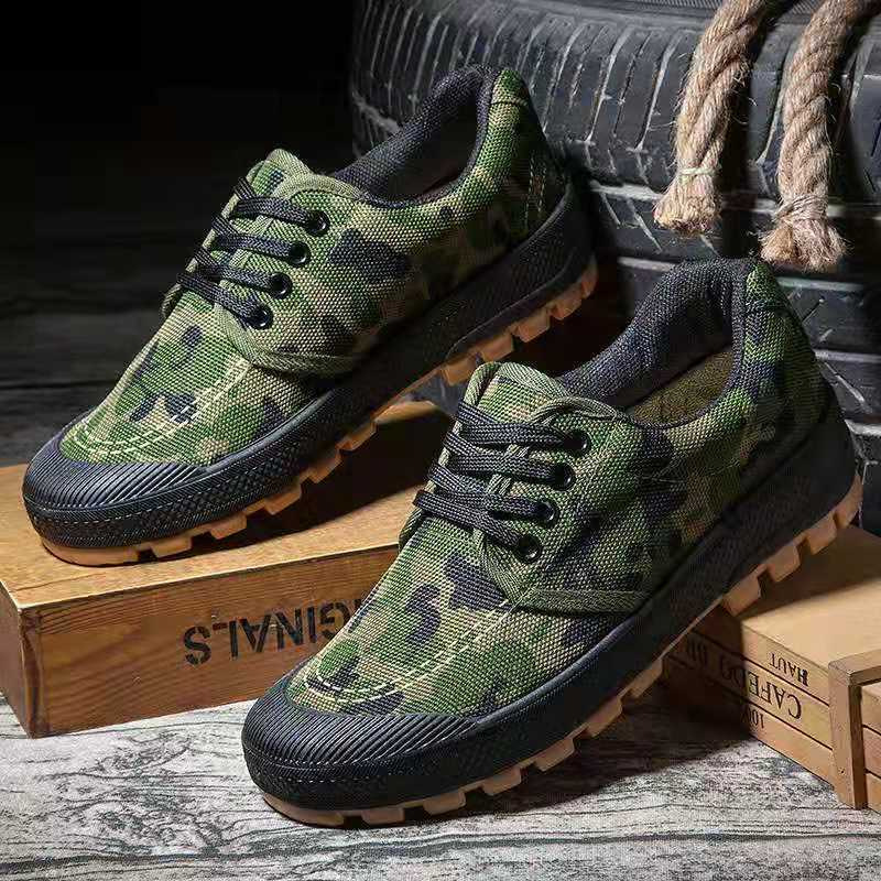 New Tendon Bottom Liberation Shoes Men's Low Top Canvas Low-Top Training Military Training Shoes Women's Work Construction Site Shoes Sneakers Rubber Shoes