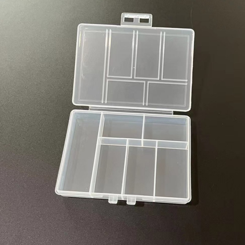 固定6格PP透明塑料盒小件饰品耳钉带盖收纳盒渔具小配件分类盒