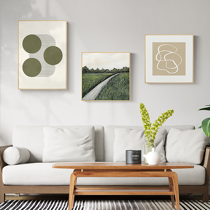 客厅装饰画高清微喷油画布挂画批发田园风正方形沙发背景墙装饰画