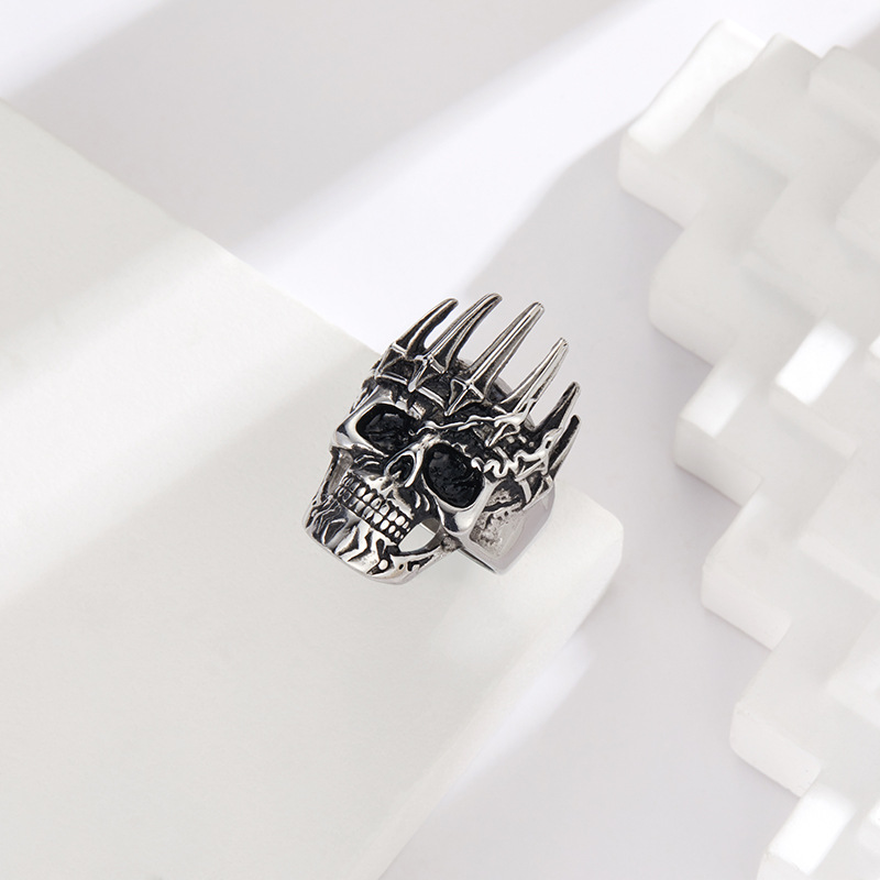 Amazon Hot Sale Cross-Border E-Commerce Factory Price Skull Ring Punk 316L Stainless Steel