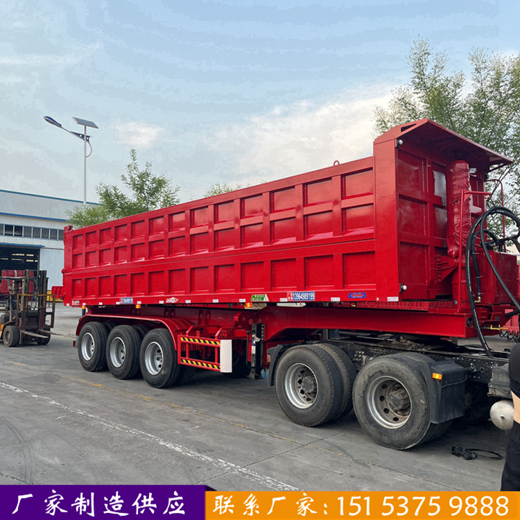 180公分后翻自卸半挂车 三桥半挂翻斗车 立翻自卸半挂车 抗载80吨