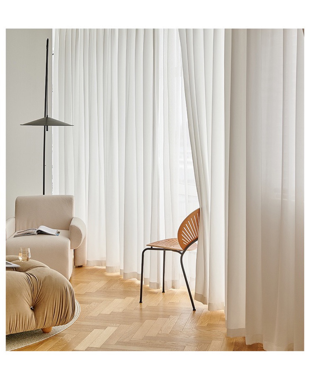 白纱窗帘纱帘透光不透人幻影纱北欧客厅阳台飘窗新款半遮光防晒纱