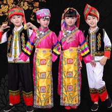 新款儿童土族演出服舞蹈少数民族风传统服装舞台合唱表演服饰套装