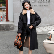 2021年冬季派克服女韩版修身冬外套女风衣新款羊羔毛长款棉衣棉服