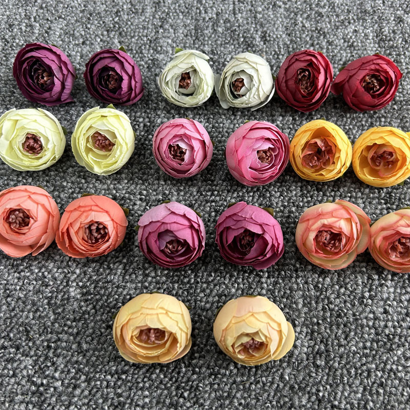 欧式复古茶花苞 绢花仿真玫瑰花头 DIY花环 糖果礼盒配件仿真花头