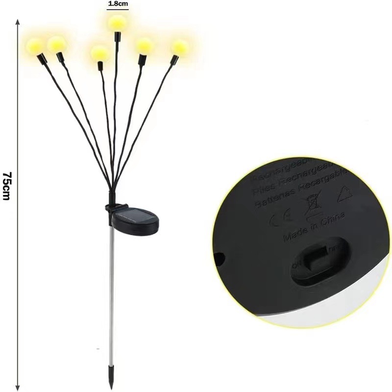 Solar Floor Outlet Firefly Led Pneumatic Outdoor Courtyard Garden Floor Lamp Waterproof Camping Base Decoration Wholesale