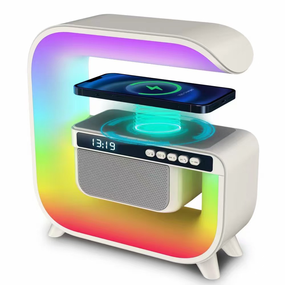 new private model large g smart stage lights bluetooth speaker wireless fast charge colorful bedside ambience light wake-up light usb
