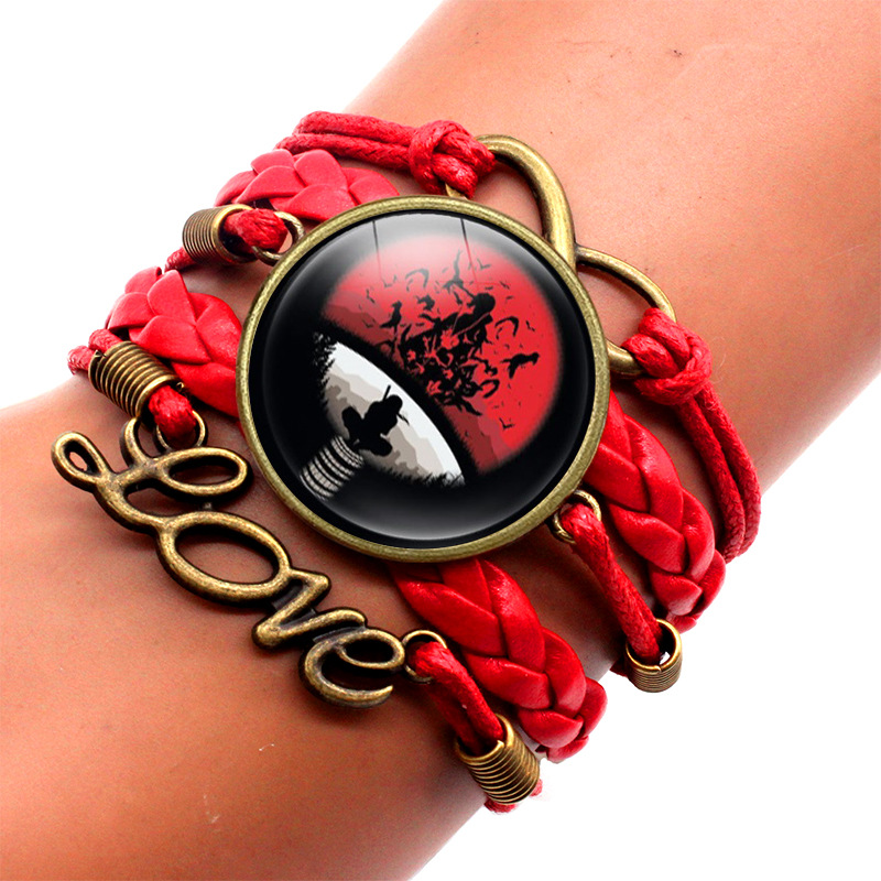 热血动漫火影忍者男士多层手链 九勾玉轮回 写轮眼 时光宝石手链