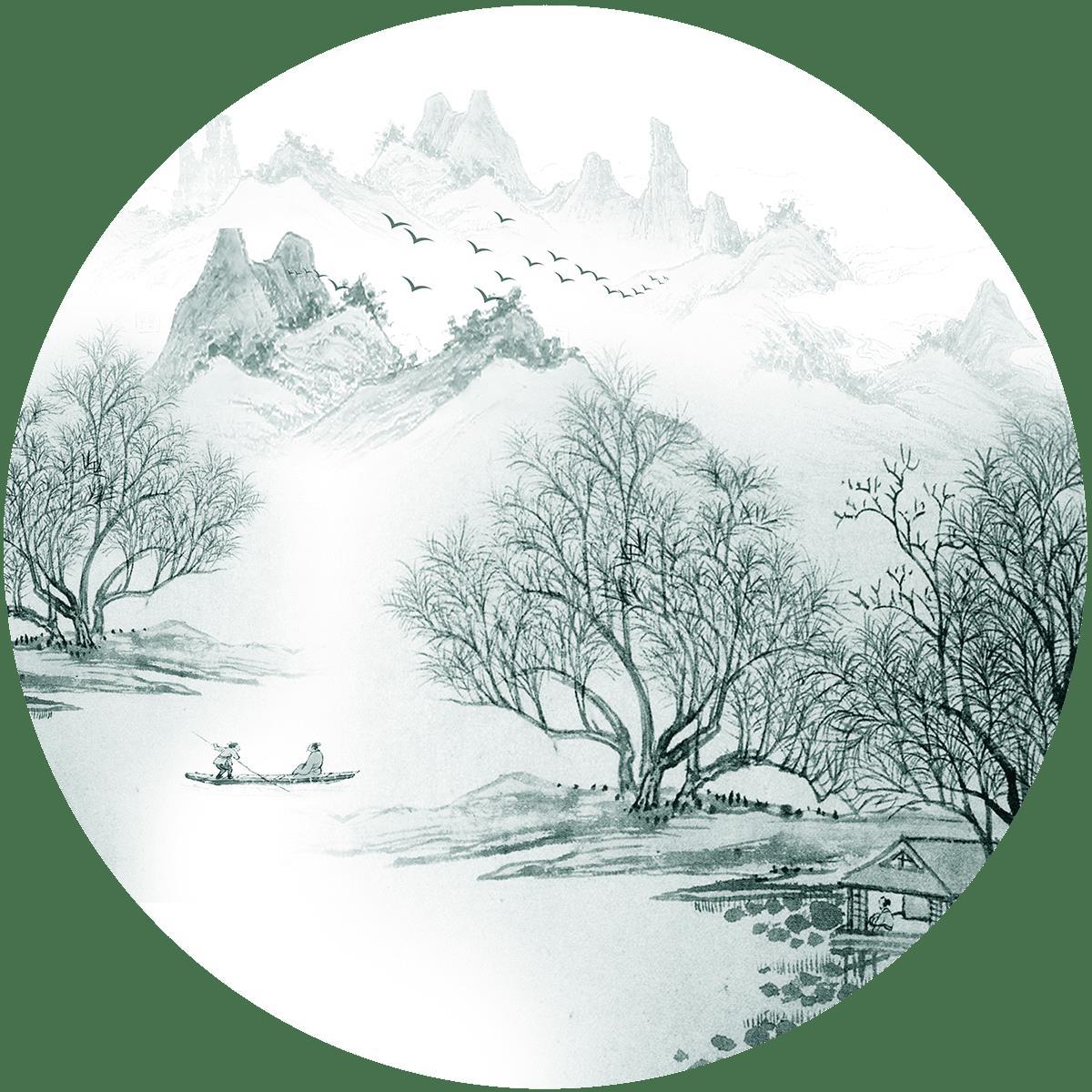 加厚亚麻布水墨山水画花鸟中国福发财鹿系列手工diy称布底布画布