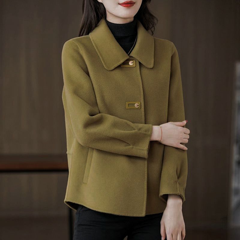 双面绒外套女短款显瘦修身春秋冬妈妈装时尚双面呢短外套女士上衣