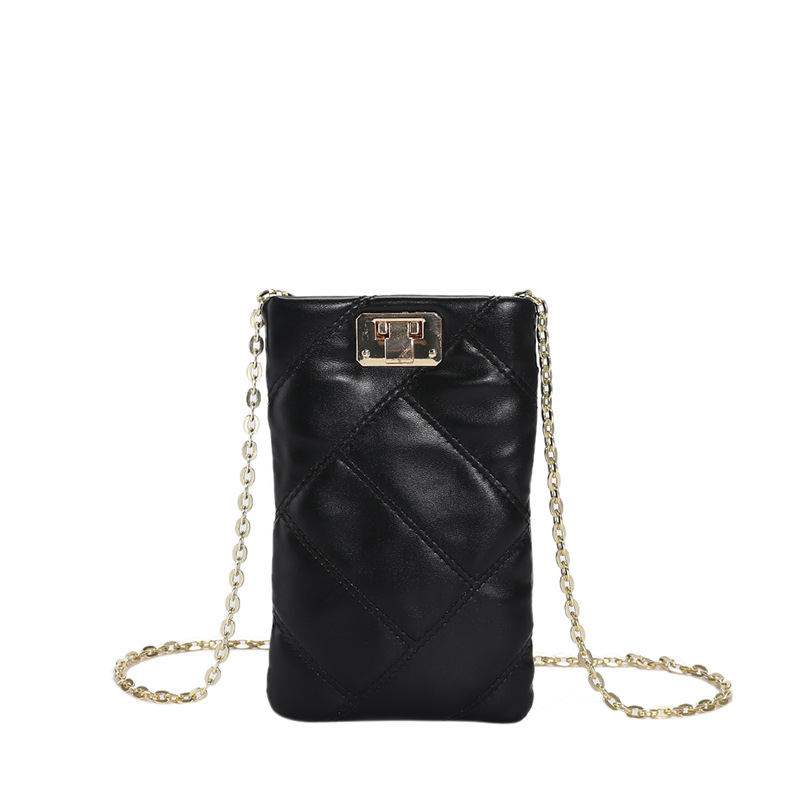 Turnlock Portable Fashion Small Square Bag 2022 New Retro Simple Chain Casual Crossbody Shoulder Small Solid Color Square Bag