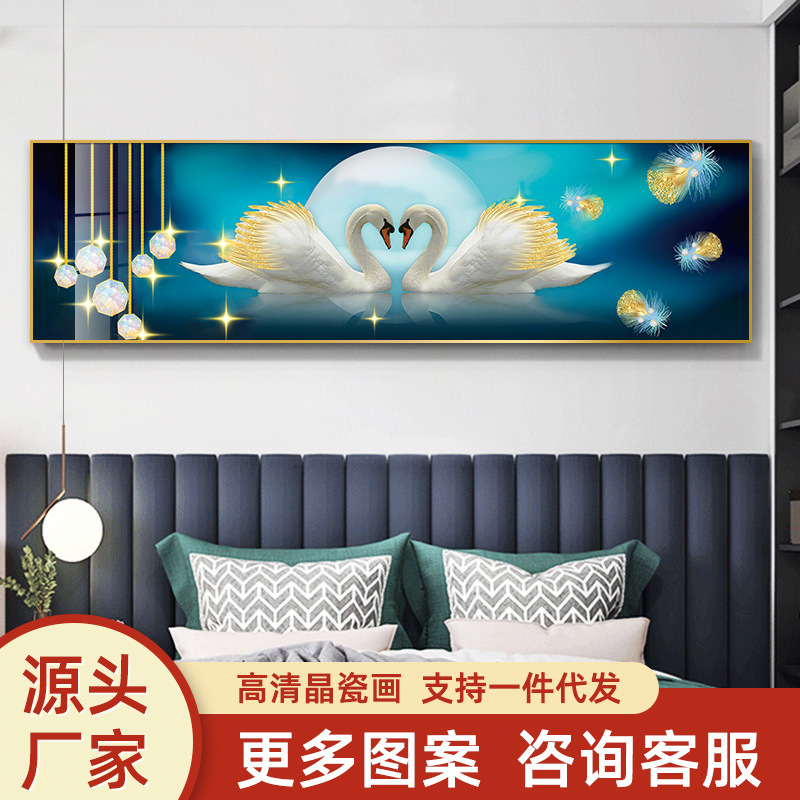 卧室装饰画批发现代简约酒店客房挂画公寓民宿床头画背景墙晶瓷画