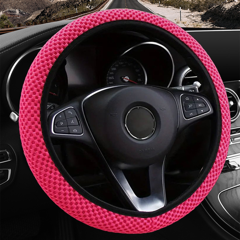 Car Steering Wheel Cover without Inner Ring Sandwich Mesh Elastic Universal Grip Cover Cross-Border