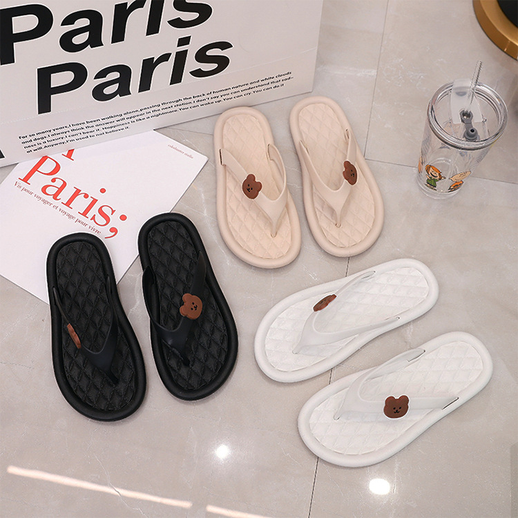 Summer Beach Flip Flops Korean Style Ins Simple Fashion Solid Color Couple Female Slippers Indoor Home Sandals Wholesale