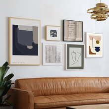北欧组合客厅画抽象艺术样板房背景墙现代简约轻奢线条装饰画A222