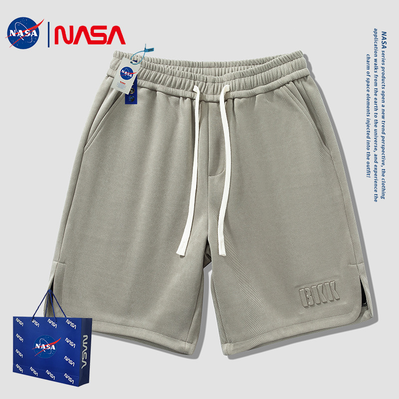 Nasa Shorts Men's 2023 New Summer Trendy Internet Hot Casual Pants Sports Pants Loose Knee Length Pants plus Size