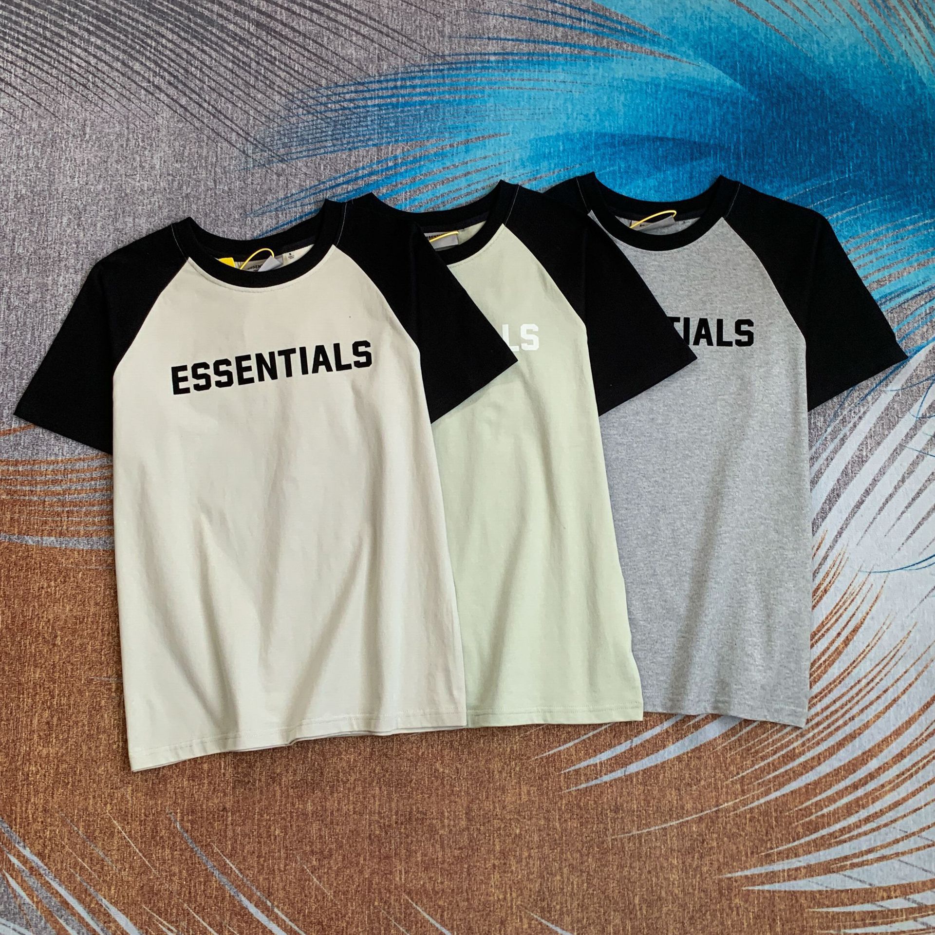 夏季新款潮牌印花essentials插肩袖印花t恤男女情侣短袖潮牌上衣