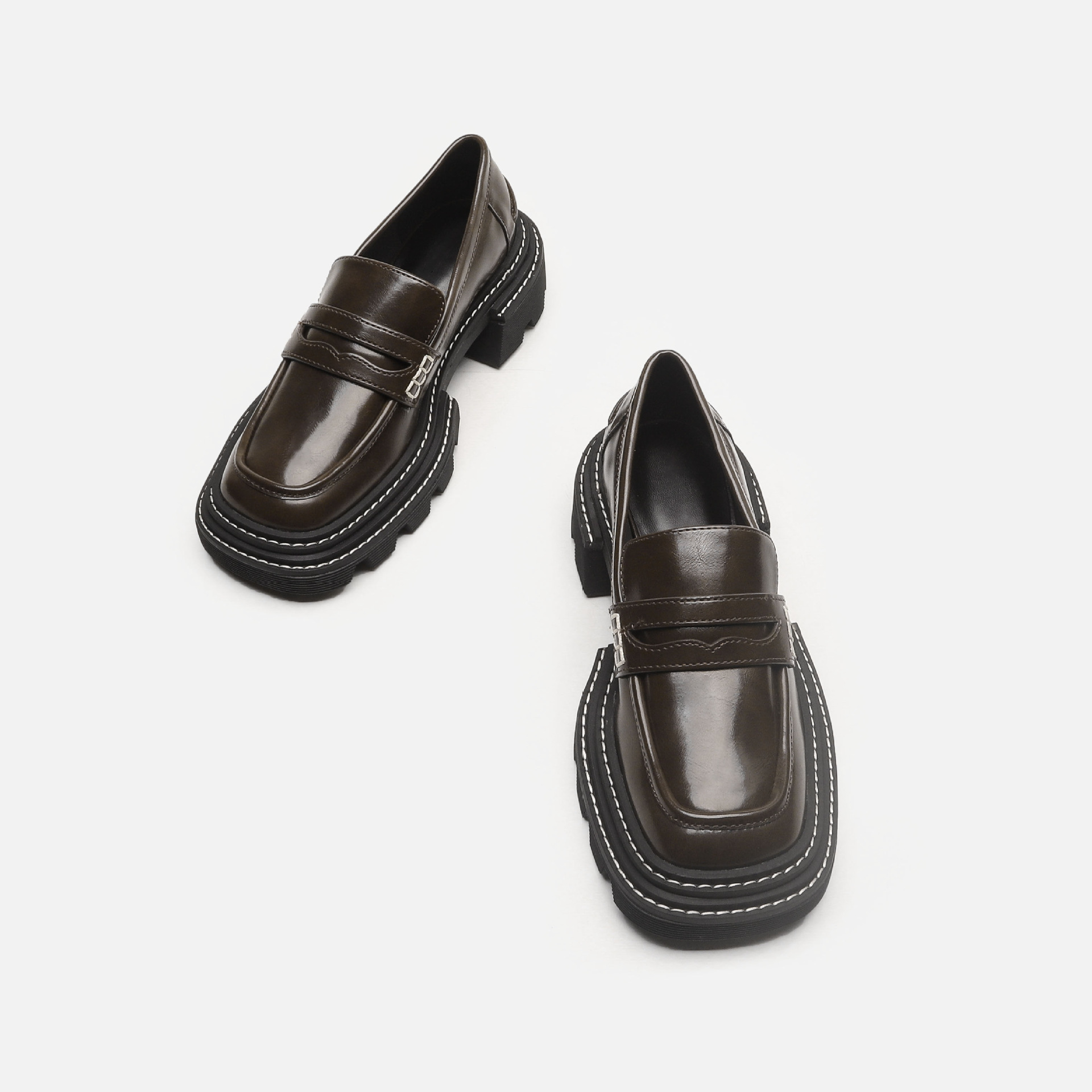 小c乐福鞋k小皮鞋女粗跟单鞋甜酷学院厚底中跟法式黑色jk萝莉鞋