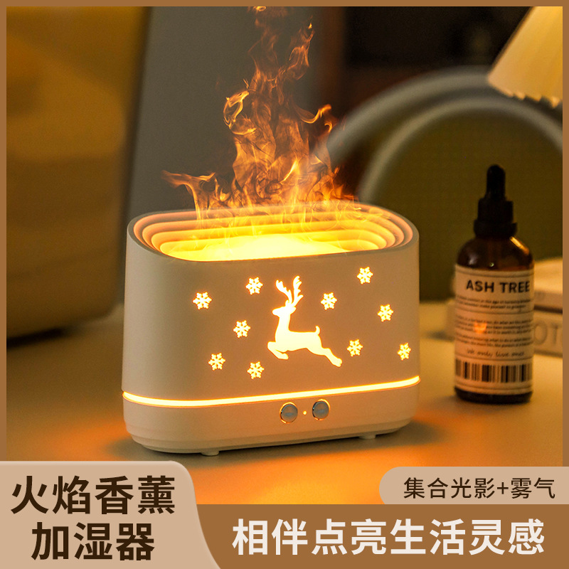 Flame Humidifier Aroma Diffuser Mute Heavy Fog Household Desk Dormitory Bedroom Living Room Fragrance Ambience Light