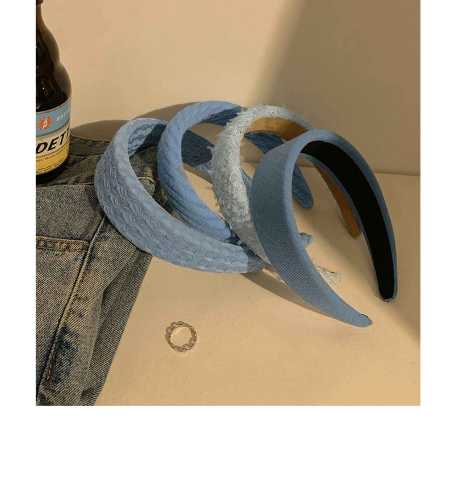 法式小香蓝色发箍女夏季高颅顶海绵百搭布艺发捆气质头箍头饰发窟