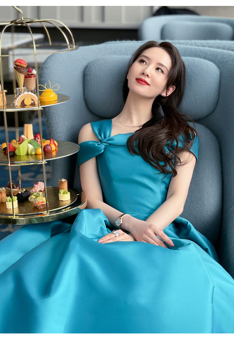 刘诗诗同款红色敬酒服新娘2021新款订婚连衣裙晚小礼服女长裙9534