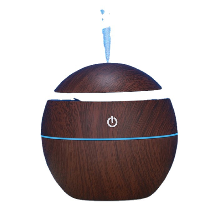 Factory Usb Small Ball Colorful Light Small Mushroom Humidifier Mini Wood Grain round Hollow Aromatherapy Machine